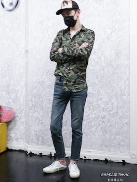 「SAINT LAURENT PARIS（サンローランパリ）のアイテム（帽子）」を使った、GYY Charlie Koさん（メンズ・177cm）の夏コーディネート