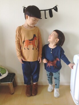 「bobo chose（ボボ チョース）のアイテム」を使った、fuku♪さん（キッズ・80cm）の夏コーディネート