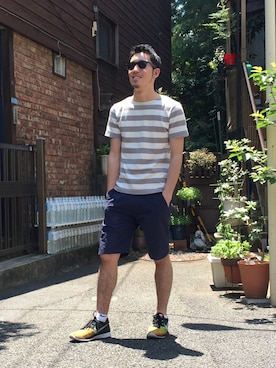 「UP START（アップスタート）のアイテム（パンツ）」を使った、TOMOYAさん（メンズ・175cm）の春コーディネート