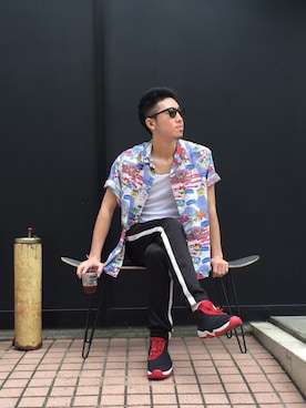 「アイテム（バングル/リストバンド）」を使った、TOMOYAさん（メンズ・175cm・20代）の夏コーディネート