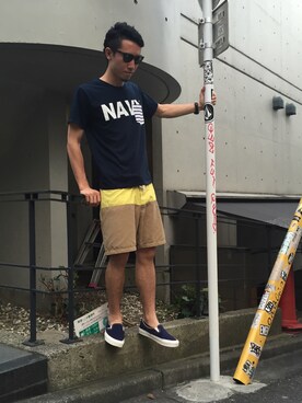 「Lightning Bolt（ライトニングボルト）のアイテム（パンツ）」を使った、TOMOYAさん（メンズ・175cm）の夏コーディネート