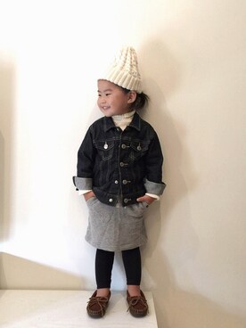 「handmade」｜「アイテム（モカシン/デッキシューズ）」を使った、bow-changさん（キッズ・90cm）の秋コーディネート