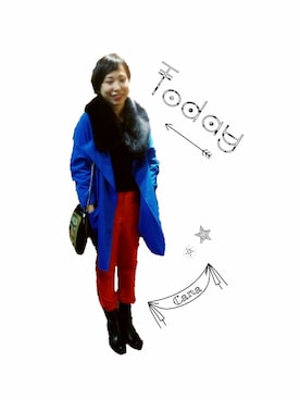「COQULE（コクレ）のアイテム（ダウンジャケット/コート）」を使った、cana.Iさん（レディース・158cm）の冬コーディネート