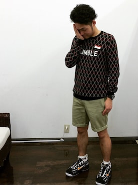 「challenger」｜「アイテム（スウェット）」を使った、カインドオルフレスポ東大阪店さん（メンズ・175cm）の春コーディネート