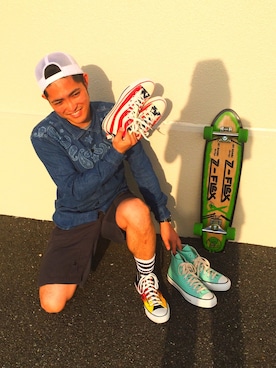 「challenger」｜「アイテム（キャップ）」を使った、カインドオルフレスポ東大阪店さん（メンズ・175cm）の春コーディネート