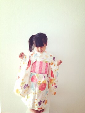 「handmade」｜「アイテム（浴衣）」を使った、umiusagiさん（キッズ・100cm）の夏コーディネート