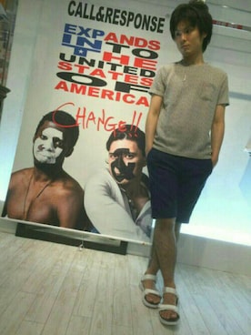 「ポケットＴシャツ」｜「アイテム（シューズ）」を使った、CALL&RESPONSEさん（メンズ・173cm）の夏コーディネート