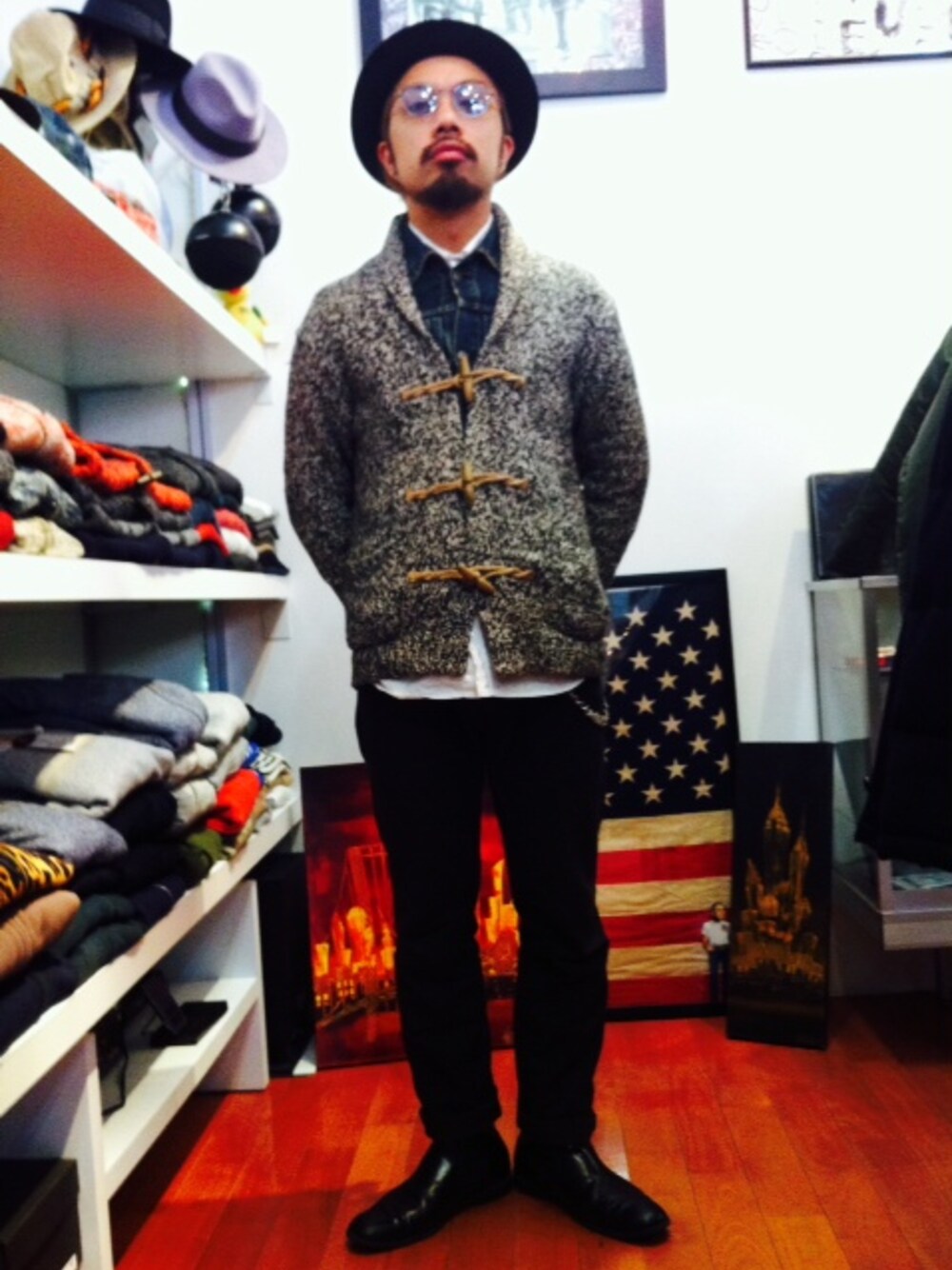 「baraque、 バラック、 RALPH LAUREN」｜「Nudie JeansのNudie JeAns / "PERRY"  DENIM-JACKET デニムジャケット(Indigo） （デニムジャケット、ブルー系）」を使った、BaraqueVigorLoungeさん（メンズ・170cm）の冬コーディネートの1枚目の写真