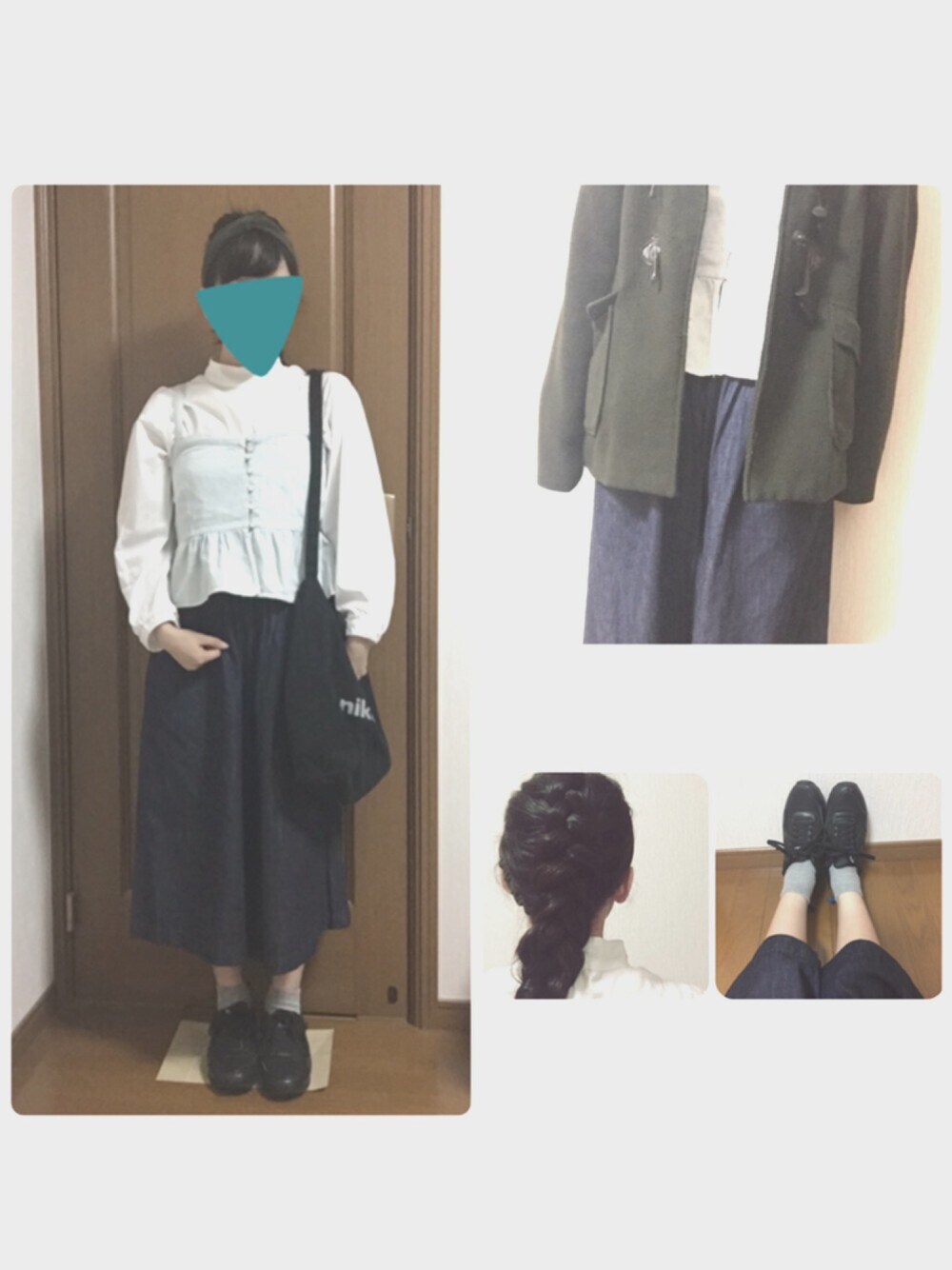 「カジュアルコーデ、ガウチョパンツ、GU、キャミソール、ヘアバンド、ヘアアレンジ、コート、スニーカー、トートバッグ、大人カジュアル」｜「GUのアイテム（シャツ/ブラウス、ホワイト系）」を使った、rin❁さん（レディース・152cm）の秋コーディネートの1枚目の写真