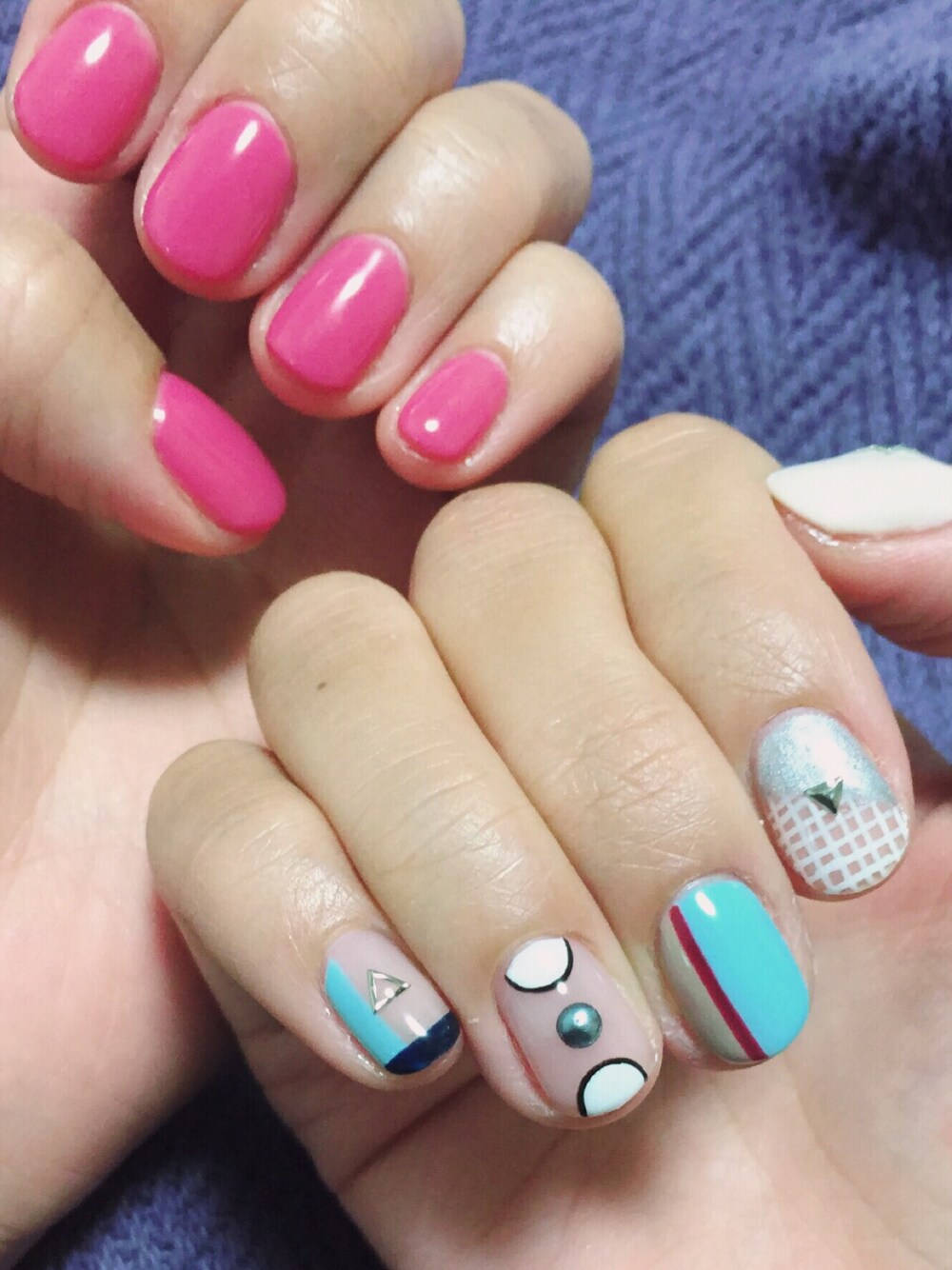 「ネイル、アシメネイル」｜「no brandのアイテム（その他、ピンク系）」を使った、さやんさん（レディース・157cm）の夏コーディネートの1枚目の写真