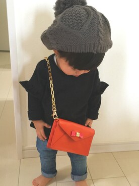 「TORY BURCH（トリーバーチ）のアイテム」を使った、yu+kenさん（キッズ・70cm）の秋コーディネート