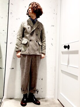 「Johnbull Private labo（ジョンブルプライベートラボ）のアイテム（スラックス）」を使った、J2さん（メンズ・180cm）の秋コーディネート