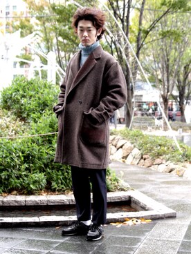 「Johnbull Private labo（ジョンブルプライベートラボ）のアイテム（チェスターコート）」を使った、J2さん（メンズ・180cm）の秋コーディネート
