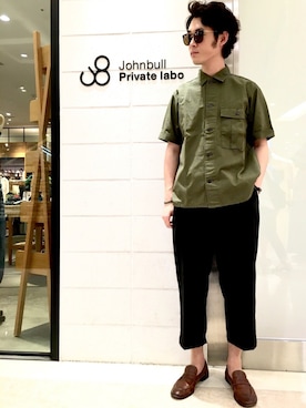 「Johnbull Private labo（ジョンブルプライベートラボ）のアイテム（ローファー）」を使った、J2さん（メンズ・180cm）の夏コーディネート