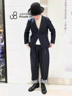「Johnbull Private labo（ジョンブルプライベートラボ）のアイテム（テーラードジャケット）」を使った、J2さん（メンズ・180cm）の冬コーディネート
