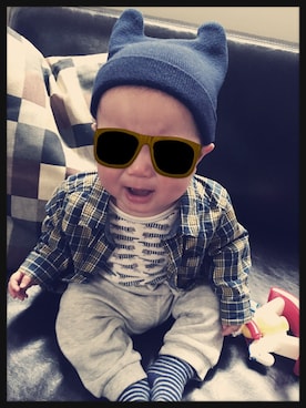 「スウェット×シャツ」｜Biichiさん（キッズ・70cm）の冬コーディネート