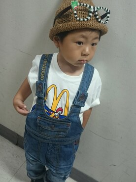 「マクドナルド」｜「アイテム（サロペット/オーバーオール）」を使った、ゆーまんさん（キッズ・100cm）の秋コーディネート