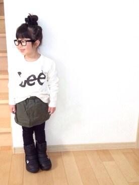 「Lee（リー）のアイテム（スウェット）」を使った、yunohanaさん（キッズ・110cm）の冬コーディネート