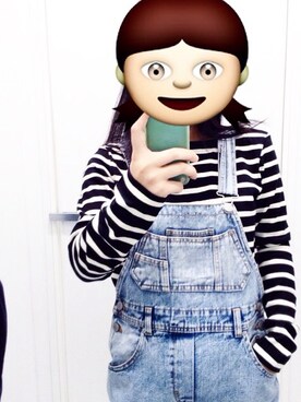 「MONKI（モンキ）のアイテム（サロペット/オーバーオール）」を使った、manyuen chungさん（レディース・157cm）の冬コーディネート