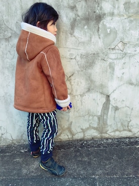 「kids」｜「アイテム（ムートンコート）」を使った、kanaotonatsuさん（キッズ・100cm）の冬コーディネート