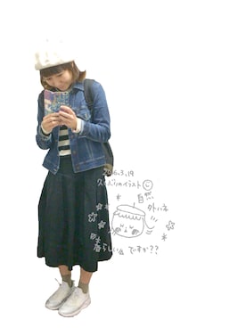 「DISCOAT（ディスコート）のアイテム（ハンチング/ベレー帽）」を使った、chibitaさん（レディース・161cm）の春コーディネート