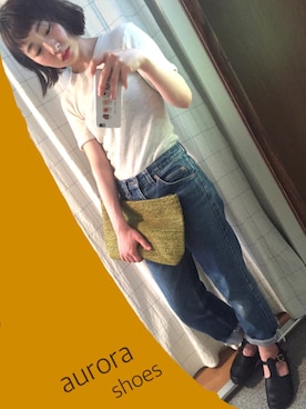 「切りっぱなし」｜「アイテム（その他シューズ）」を使った、tomoyoさん（レディース・155cm）の夏コーディネート