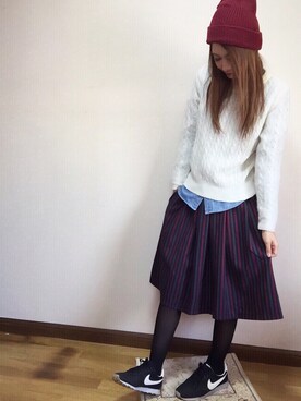 「OZOC（オゾック）のアイテム（帽子）」を使った、nyaobuさん（レディース・164cm）の冬コーディネート