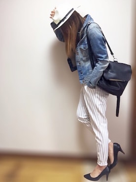 「OZOC（オゾック）のアイテム（帽子）」を使った、nyaobuさん（レディース・164cm）の春コーディネート
