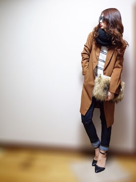 「TATRAS CONCEPT STORE（タトラスコンセプトストア）のアイテム（パンツ）」を使った、nyaobuさん（レディース・164cm）の冬コーディネート