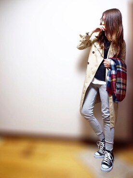 「AZUL by moussy（アズールバイマウジー）のアイテム（タンクトップ）」を使った、nyaobuさん（レディース・164cm）の冬コーディネート