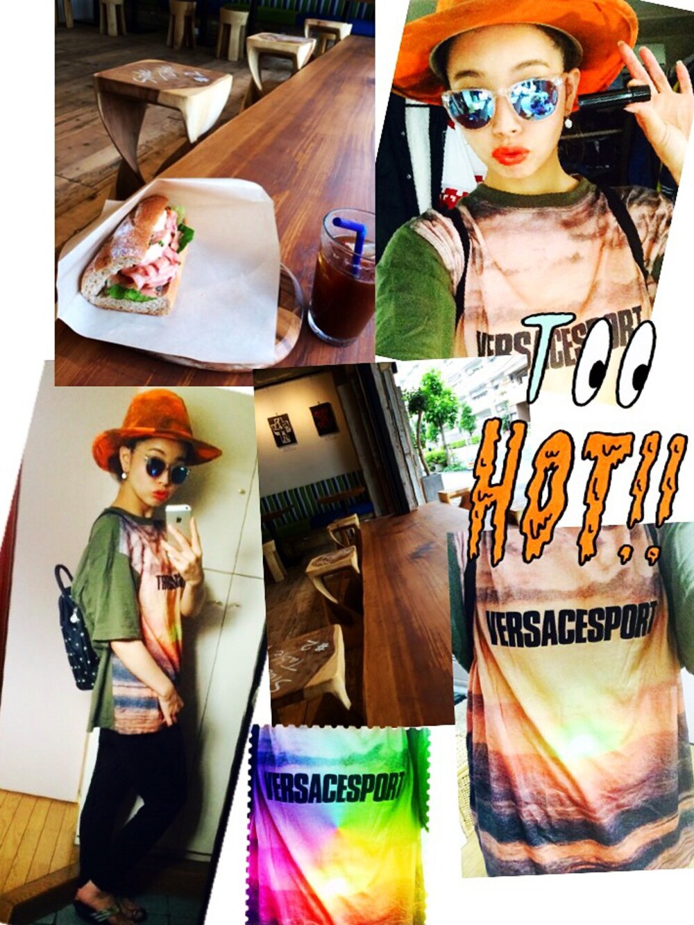「VERSACEのTシャツ（Tシャツ/カットソー、グリーン系）」を使った、YAPPIさん（レディース・156cm）の夏コーディネートの1枚目の写真