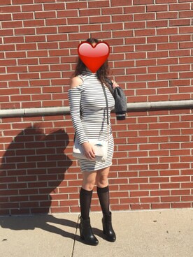 「stripes」｜「アイテム（ブーティ）」を使った、Mary Elizabethさん（レディース・155cm）の秋コーディネート