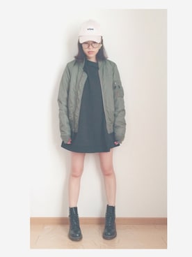 「マーチン」｜「アイテム（MA-1）」を使った、B♡nさん（レディース・154cm）の秋コーディネート