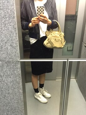 「MACPHEE（マカフィー）のアイテム（ノーカラージャケット）」を使った、maruさん（レディース・165cm）の春コーディネート