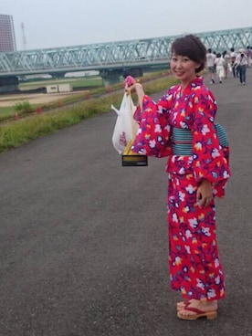 「帯」｜「アイテム（その他）」を使った、m.℃нικα☺︎さん（レディース・165cm）の夏コーディネート