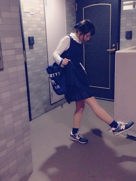「Abercrombie&Fitch（アバークロンビーアンドフィッチ）のアイテム（バッグ）」を使った、Miyoさん（レディース・157cm）の秋コーディネート