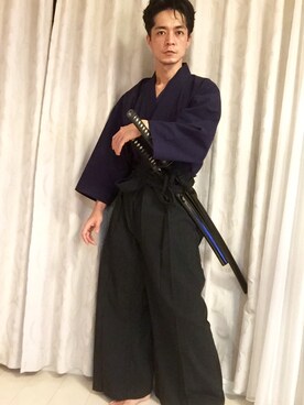 「きもの」｜「アイテム（ジャケット/アウター）」を使った、Ｔさん（メンズ・177cm）の秋コーディネート