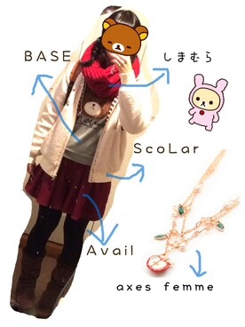 「ScoLar（スカラー）のアイテム（その他アウター）」を使った、ちーくまさん（レディース・163cm）の冬コーディネート