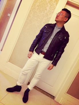 「ZARA（ザラ）のアイテム（ムートンコート）」を使った、KvKangさん（メンズ・170cm）の秋コーディネート