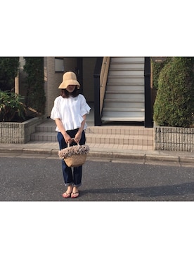 「Abercrombie&Fitch（アバークロンビーアンドフィッチ）のアイテム（サンダル）」を使った、ピピさん（レディース・160cm）の夏コーディネート