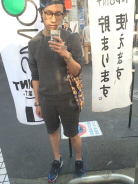 「ショット」｜「アイテム（トートバッグ）」を使った、keithキースさん（メンズ・165cm）の秋コーディネート