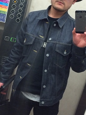 「markaware（マーカウェア）のアイテム（デニムジャケット）」を使った、t.o.m.oさん（メンズ・163cm）の春コーディネート