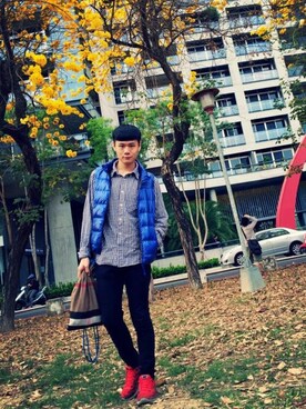 「MUJI」｜「アイテム（ダウンジャケット/コート）」を使った、 Cokeさん（メンズ・170cm）の春コーディネート