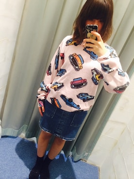 「アイテム（デニムスカート、グレー系）」を使った、nanamiさん（レディース・160cm）の冬コーディネート