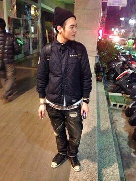 「REMIX（リミックス）のアイテム（ジャケット/アウター）」を使った、ien Chen さん（メンズ・176cm）の冬コーディネート