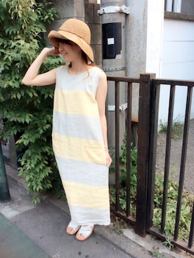 「PUAL CE CIN（ピュアルセシン）のアイテム（帽子）」を使った、PUAL CE CIN 自由が丘店さん（レディース・158cm）の春コーディネート