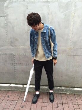 「仙台」｜「アイテム（デニムジャケット）」を使った、Shynさん（メンズ・172cm）の秋コーディネート