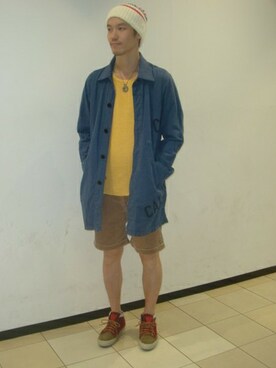 「B'2nd（ビーセカンド）のアイテム（帽子）」を使った、岡田さん（メンズ・180cm）の夏コーディネート