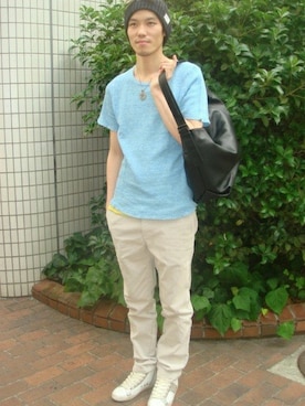 「B'2nd（ビーセカンド）のアイテム（帽子）」を使った、岡田さん（メンズ・180cm）の夏コーディネート
