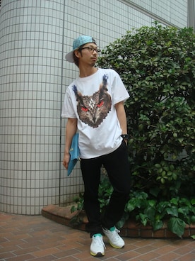 「B'2nd（ビーセカンド）のアイテム（キャップ）」を使った、岡田さん（メンズ・175cm）の春コーディネート